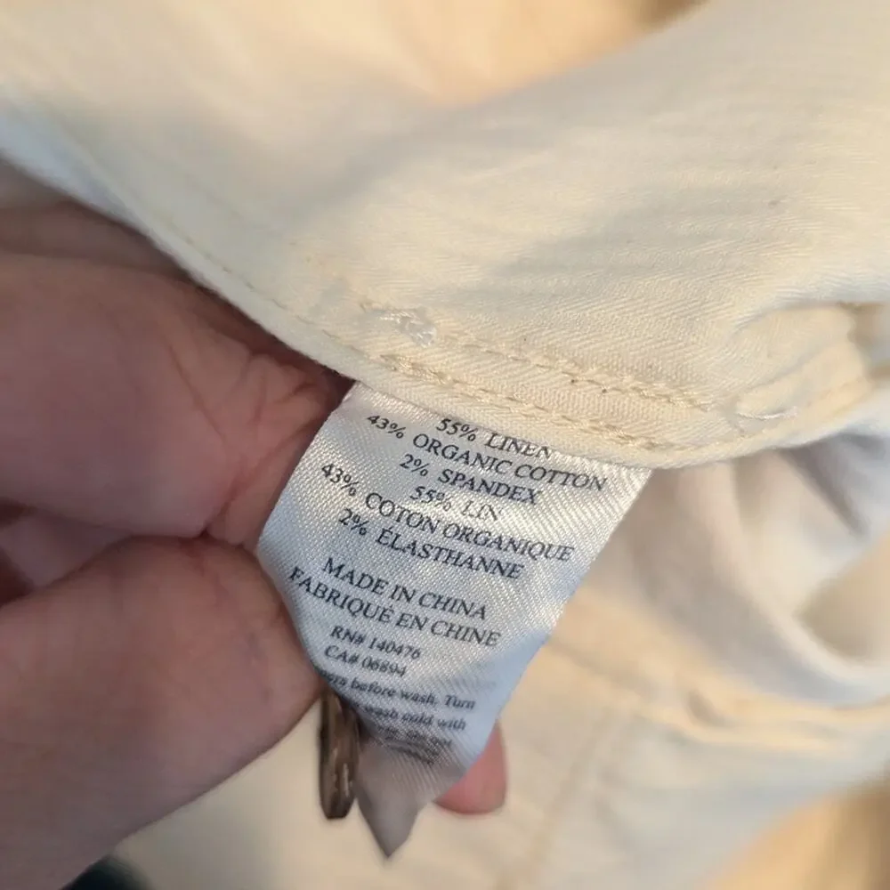 NWT Faherty White Cotton Linen Blend Tradewinds 7.5